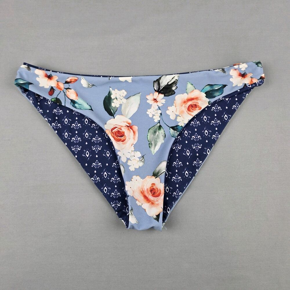 Reversible Cheeky Bikini Bottoms Floral Rose Geometric Reversible Size Medium